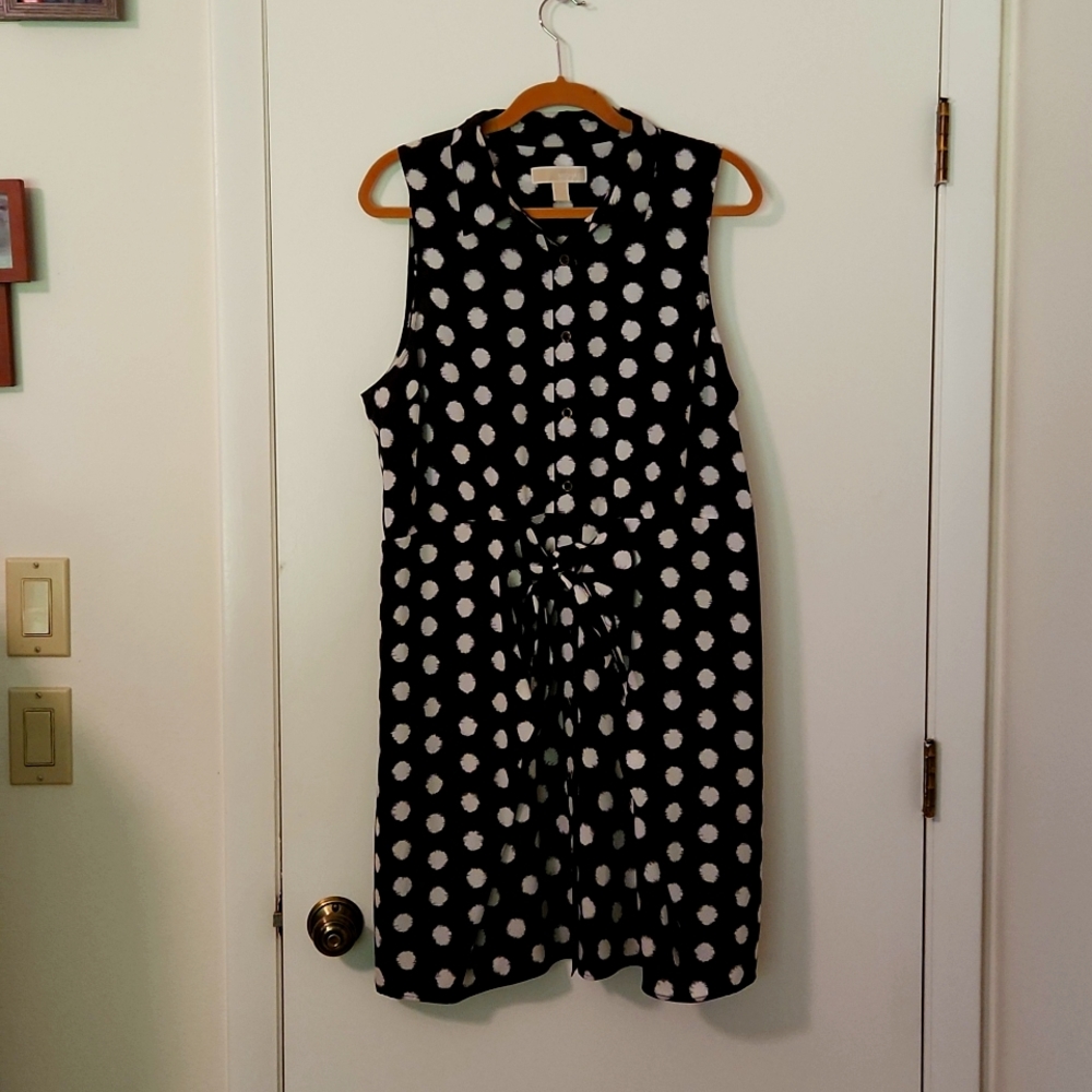 Michael Michael Kors Polka Dot Sleeveless Shirt Dress Size 16